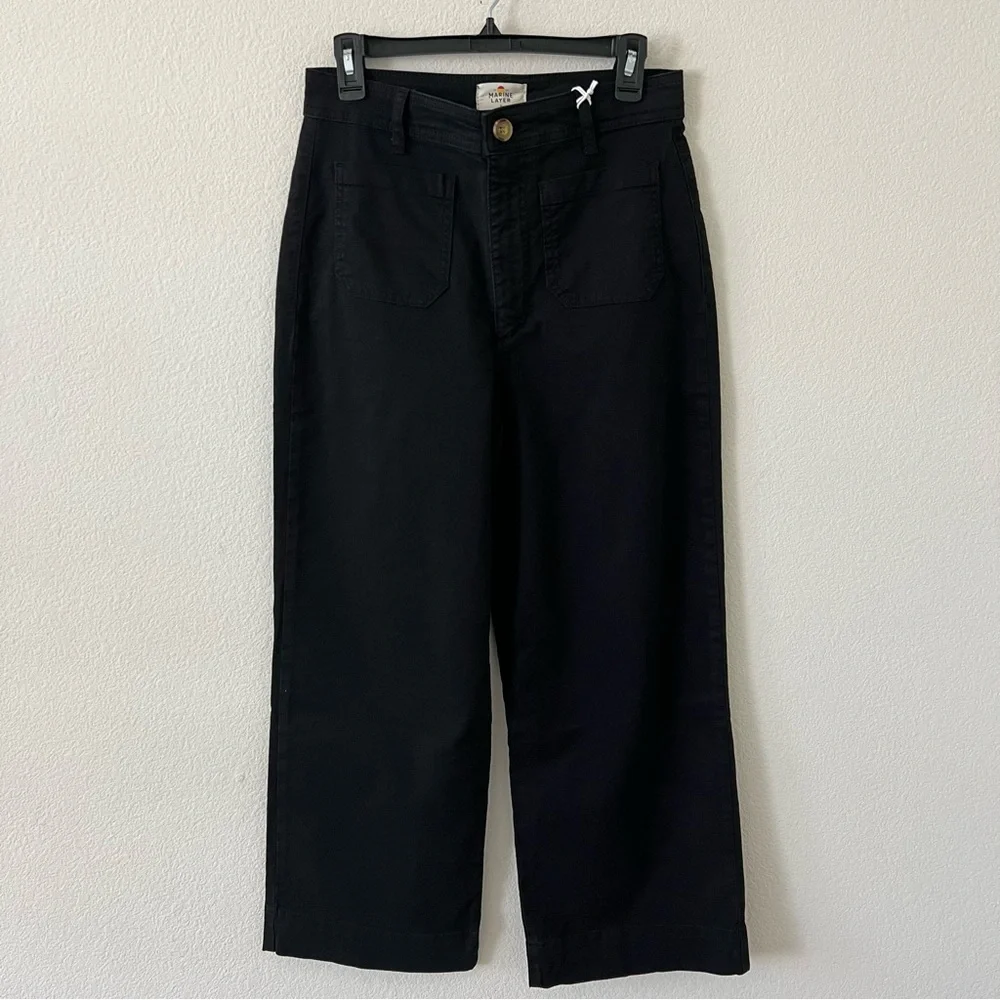 NWT Marine Layer Bridget Wide Leg Crop Pants in Faded Black SZ 10 - Picture 6 of 16